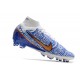 Nike Air Zoom Mercurial Superfly 9 Elite AG Blanco Azul Oro