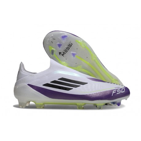 Bota de Futbol Adidas F50 Elite LL FG X Messi Ftwr Blanco Negro Morado Unity