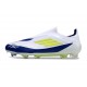 Bota de Futbol Adidas F50 Elite LL FG Blanco Amarillo Solar Azul Lúcido