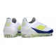 Bota de Futbol Adidas F50 Elite LL FG Blanco Amarillo Solar Azul Lúcido