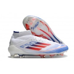 Adidas F50 Elite Mid Cut FG Blanco Rojo Solar Azul Lúcido