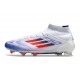 Adidas F50 Elite Mid Cut FG Blanco Rojo Solar Azul Lúcido