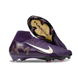 Nike Zoom Mercurial Superfly 10 Elite FG X MBAPPE Grand Morado Marfil Claro