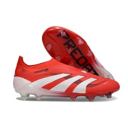 adidas Predator Elite Sin Cordones FG Rojo Lúcido Blanco Negro