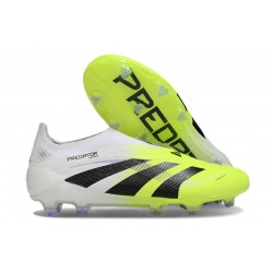 adidas Predator Elite Sin Cordones FG Blanco Negro Limón Lúcido