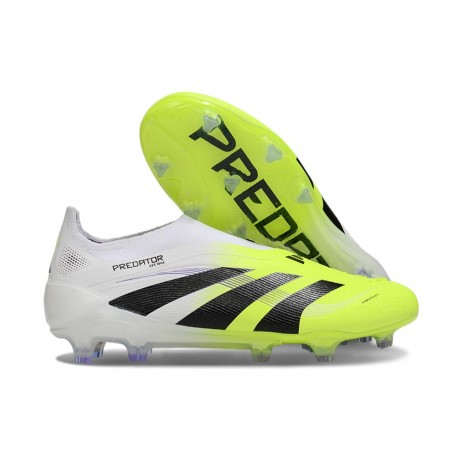 adidas Predator Elite Sin Cordones FG Blanco Negro Limón Lúcido