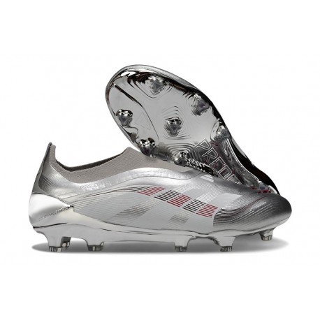 adidas Predator Elite Sin Cordones FG Plateado Gris