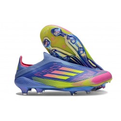 Zapatillas Adidas F50+ Laceless FG Azul Fusion Limón Lúcido Rosa Lúcido