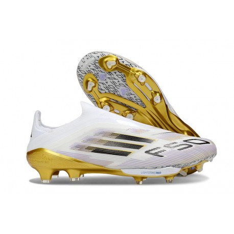 Bota de Futbol Adidas F50 Elite LL FG Blanco Negro Met Dorado