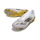 Bota de Futbol Adidas F50 Elite LL FG Blanco Negro Met Dorado