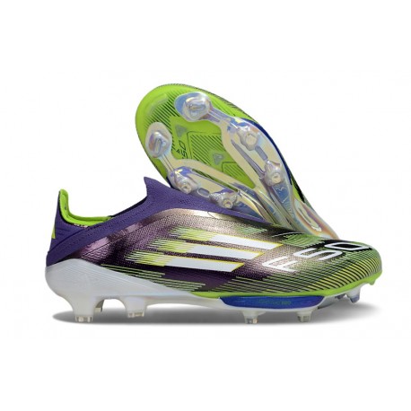 Zapatillas Adidas F50+ Laceless FG Morado Unity Blanco Amarillo Solar 