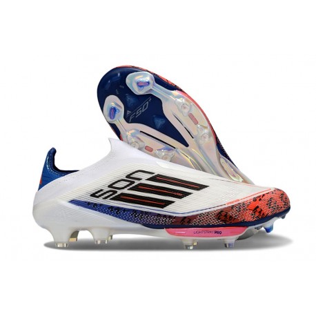 Zapatillas Adidas F50+ Laceless FG Blanco Negro Rojo Vivo