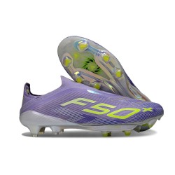 Zapatillas Adidas F50+ Laceless FG Violeta Tone Limón Lúcido Morado Rush