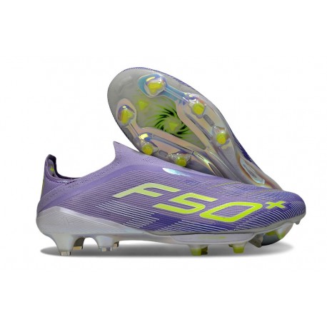 Zapatillas Adidas F50+ Laceless FG Violeta Tone Limón Lúcido Morado Rush