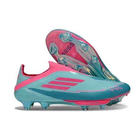 Zapatillas Adidas F50+ Laceless FG Flash Agua Rosa Lúcido Lucid Cyan