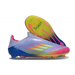 Bota de Futbol Adidas F50 Elite LL FG Azul Fusion Limón Lúcido Rosa Lúcido