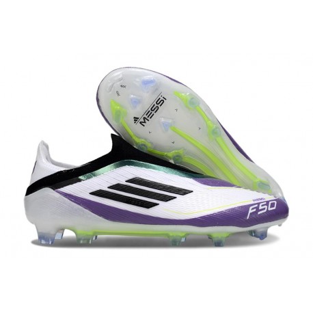 Bota de Futbol Adidas F50 Elite LL FG X Messi Ftwr Blanco Negro Morado Unity