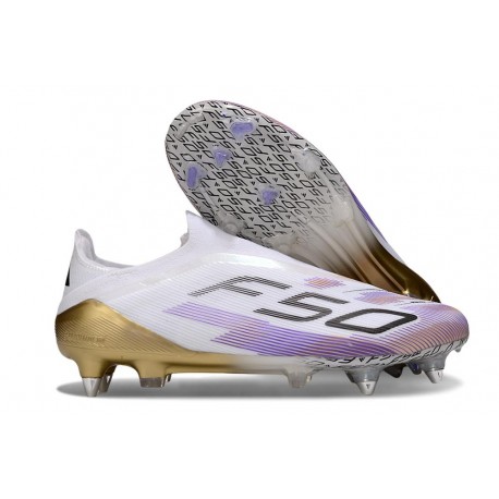 Bota de Futbol Adidas F50 Elite LL FG Blanco Violeta Negro