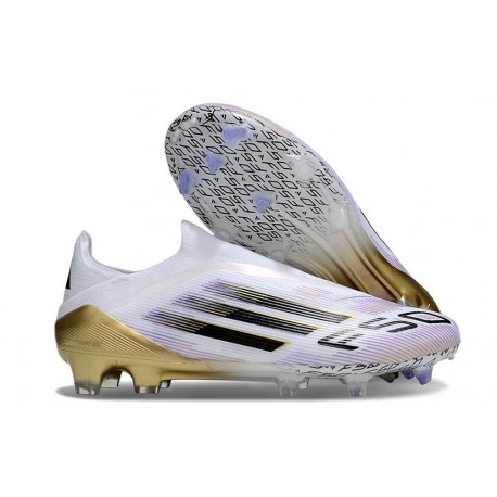 Bota de Futbol Adidas F50 Elite LL FG Blanco Negro Met Dorado