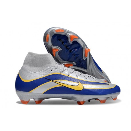 Botas de Futbol Nike Mercurial Superfly X Elite FG Plateada Azul Amarillo