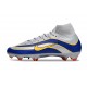 Botas de Futbol Nike Mercurial Superfly X Elite FG Plateada Azul Amarillo