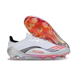 Bota Adidas F50 Elite FG X MESSI Ftwr Blanco Rojo Lúcido Plateado Met.