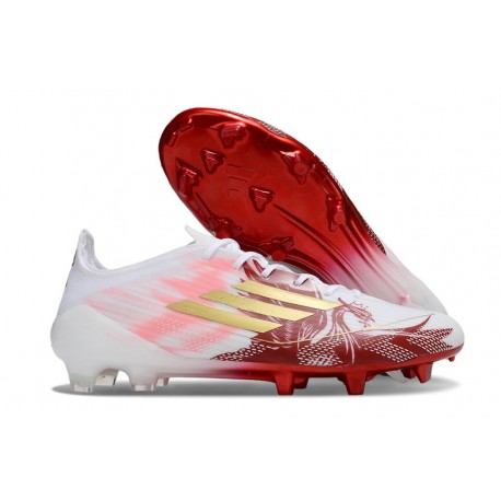 Botas Adidas F50 Elite FG Blanco Rojo Dorado