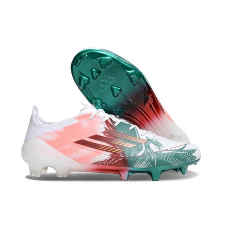 Botas Adidas F50 Elite FG Blanco Verde Rojo