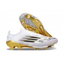 Bota de Futbol Adidas F50+ FG Blanco Negro Met Dorado