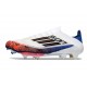 Bota Futbol Adidas F50 Elite Laceless X Son FG Blanco Negro Rojo Vivo