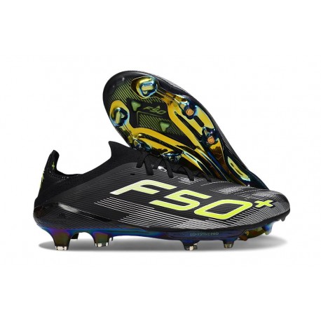 Bota de Futbol Adidas F50+ FG Negro Hierro Met. Limón Lúcido