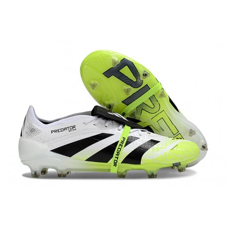 Bota adidas Predator 25 Elite Tongue FG Ftwr Blanco Negro Limón Lúcido