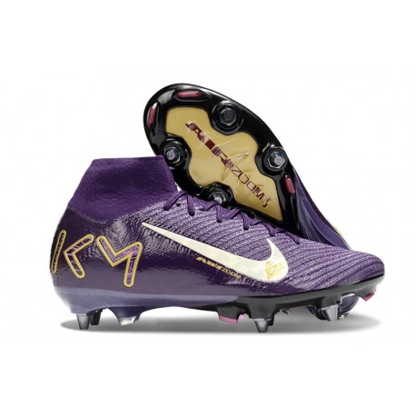Nike Zoom Mercurial Superfly X Elite SG-Pro X MBAPPE Grand Morado Marfil claro