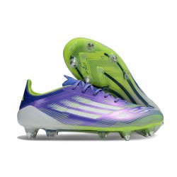 Bota de Fútbol Adidas F50 Elite SG Violeta Tone Blanco Limón Lúcido Morado Rush
