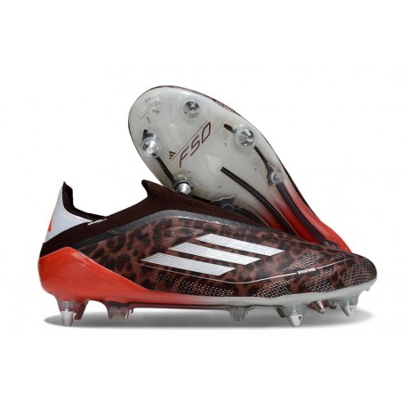 Zapatillas de Futbol Adidas F50 Elite LL SG Marrón Blanco Rojo