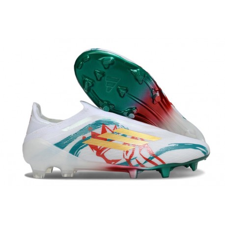 Bota de Futbol Adidas F50 Elite LL FG Blanco Verde Dorada