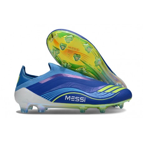 Adidas F50 Elite Laceless FG X MESSI Azul Royal Amarillo Solar Semi Azul Burst