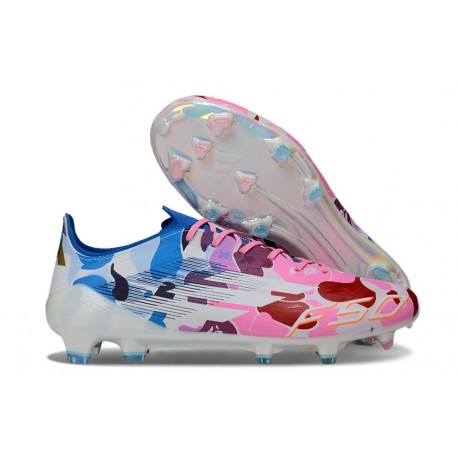 Botas Adidas F50 Elite FG Blanco Rosa Azul