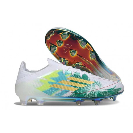 Botas Adidas F50 Elite FG Blanco Verde Dorada