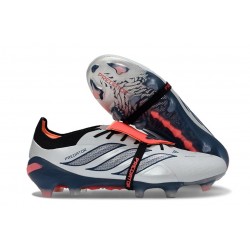 adidas Predator 26 Elite Fold-over Tongue FG Gris Blanco Rojo