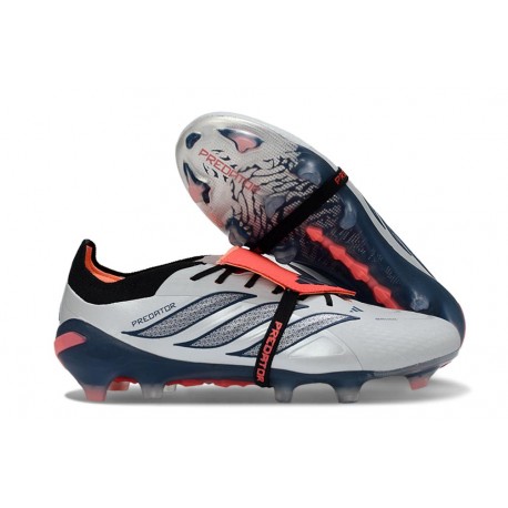 adidas Predator 26 Elite Fold-over Tongue FG Gris Blanco Rojo