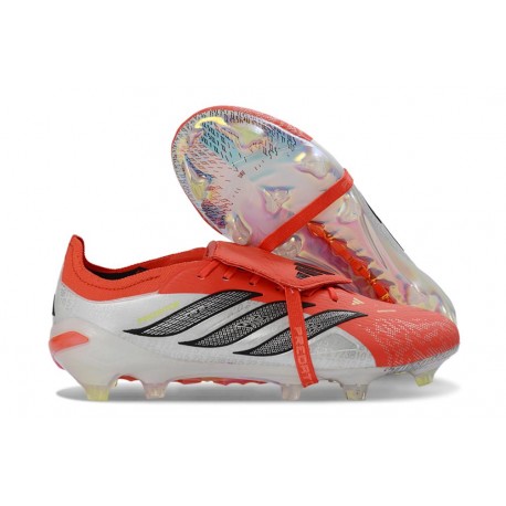 adidas Predator 26 Elite Fold-over Tongue FG Rojo Lúcido Negro Ftwr Blanco