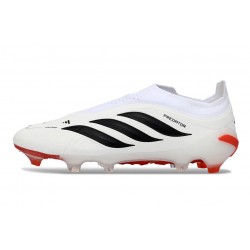 Zapatos de Fútbol adidas Predator Elite Sin Cordones FG Blanco Negro Rojo