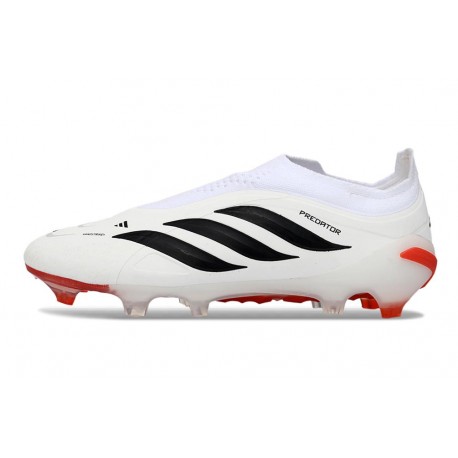 Zapatos de Fútbol adidas Predator Elite Sin Cordones FG Blanco Negro Rojo