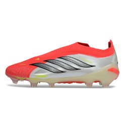 Zapatos de Fútbol adidas Predator Elite Sin Cordones FG Rojo Lúcido Negro Ftwr Blanco
