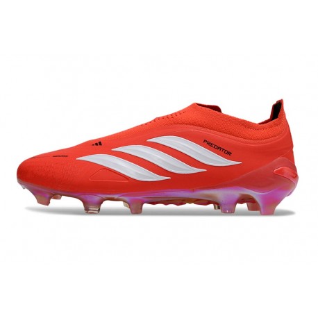 Zapatos de Fútbol adidas Predator Elite Sin Cordones FG Rojo Blanco