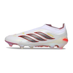Zapatos de Fútbol adidas Predator Elite Sin Cordones FG Blanco Rojo Negro
