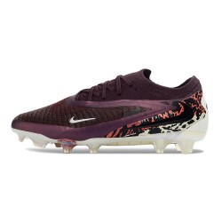 Bota de Futbol Nike Phantom 6 Low Elite FG Flechazo Burdeos Rojo Univ Fósil