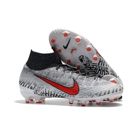 Neymar Bota Nike Mercurial Superfly 6 Elite AG Pro Blanco Negro Rojo