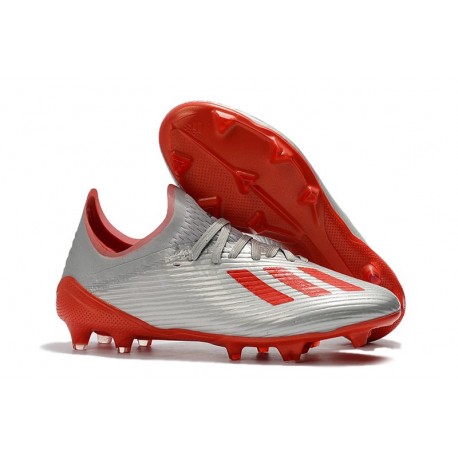 Zapatillas de fútbol adidas X 19.1 FG Plata Rojo